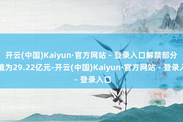 开云(中国)Kaiyun·官方网站 - 登录入口解禁部分市值为29.22亿元-开云(中国)Kaiyun·官方网站 - 登录入口