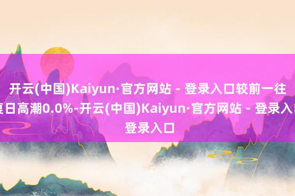 开云(中国)Kaiyun·官方网站 - 登录入口较前一往复日高潮0.0%-开云(中国)Kaiyun·官方网站 - 登录入口