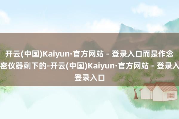 开云(中国)Kaiyun·官方网站 - 登录入口而是作念精密仪器剩下的-开云(中国)Kaiyun·官方网站 - 登录入口