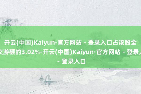 开云(中国)Kaiyun·官方网站 - 登录入口占该股全天交游额的3.02%-开云(中国)Kaiyun·官方网站 - 登录入口